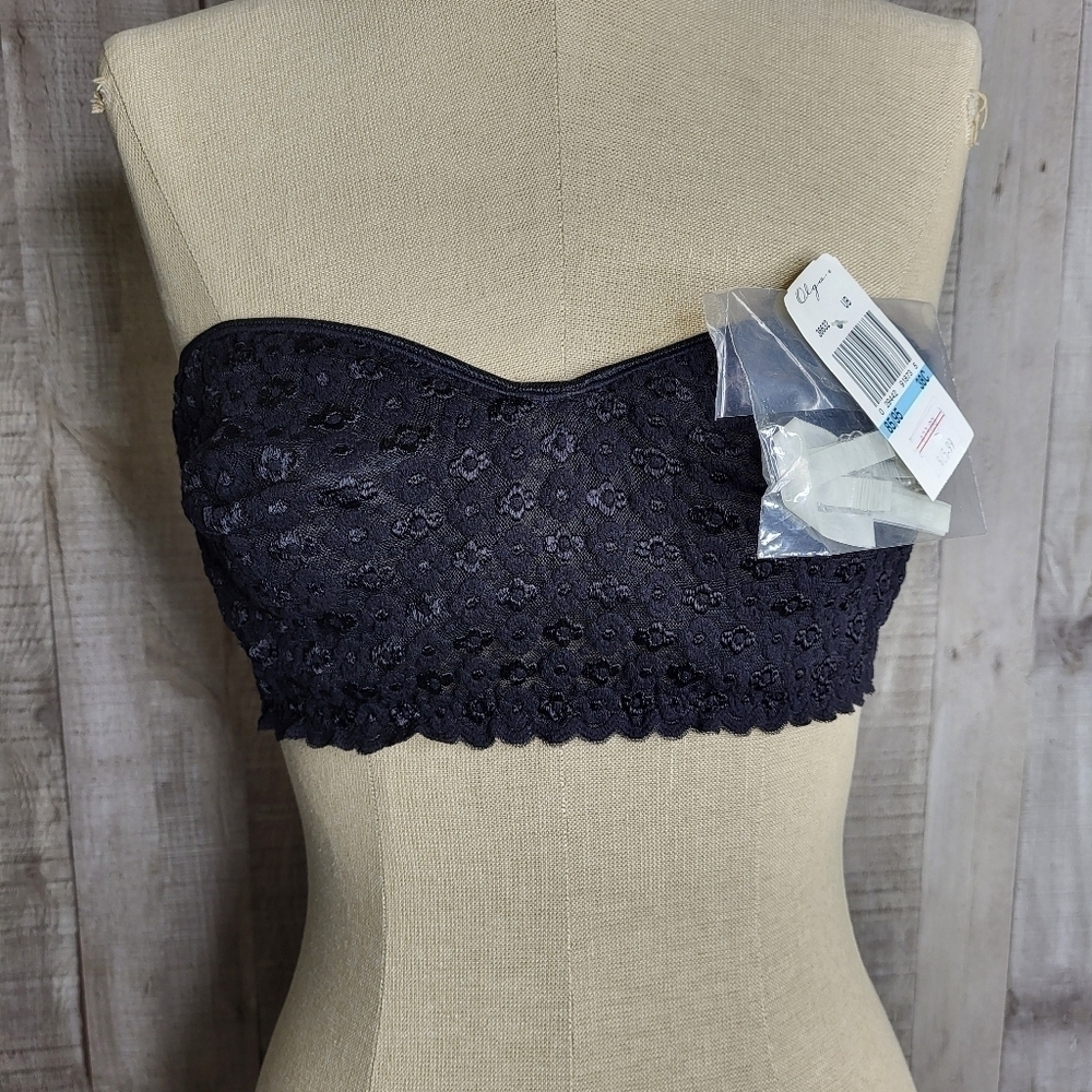 Black Olga Lacy Strapless Bra. 38C. Brand New.